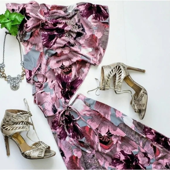 ASOS Floral Open Back Midi Floral Cape Dress 6 - Picture 2 of 8